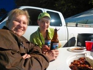 Maralyn & Michelle Toasting Crawfish 