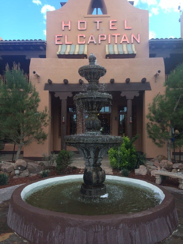 The fountain in the courtyard.