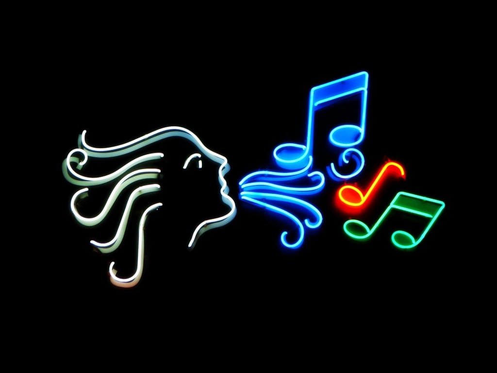 Neon Music Sign credit: vhttps://commons.wikimedia.org/wiki/File:Music_01754.jpg